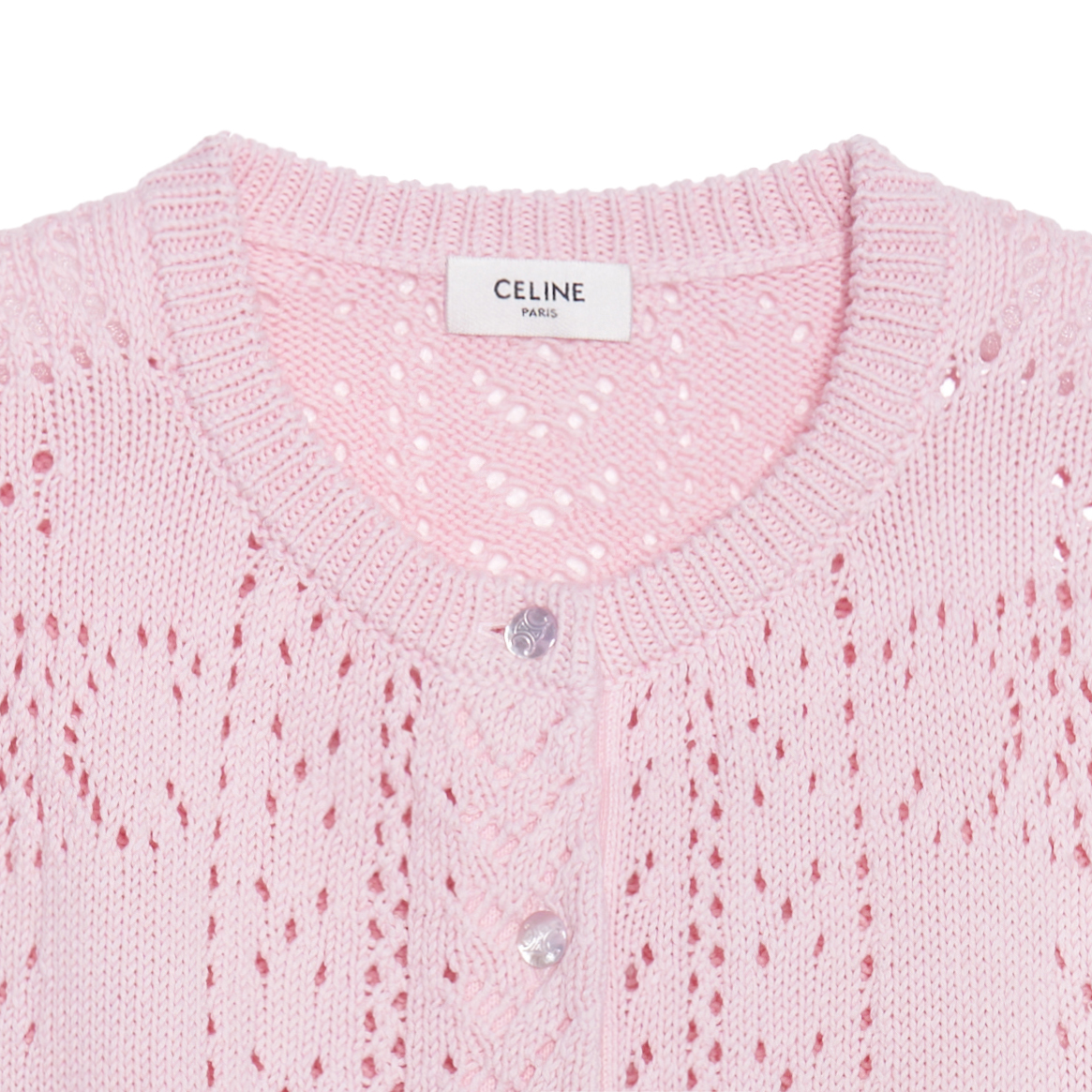Purchase (W) CELINE SS23 Kardigan Rajut Lengan Pendek Merah Jambu. 2AI37748U-24LP