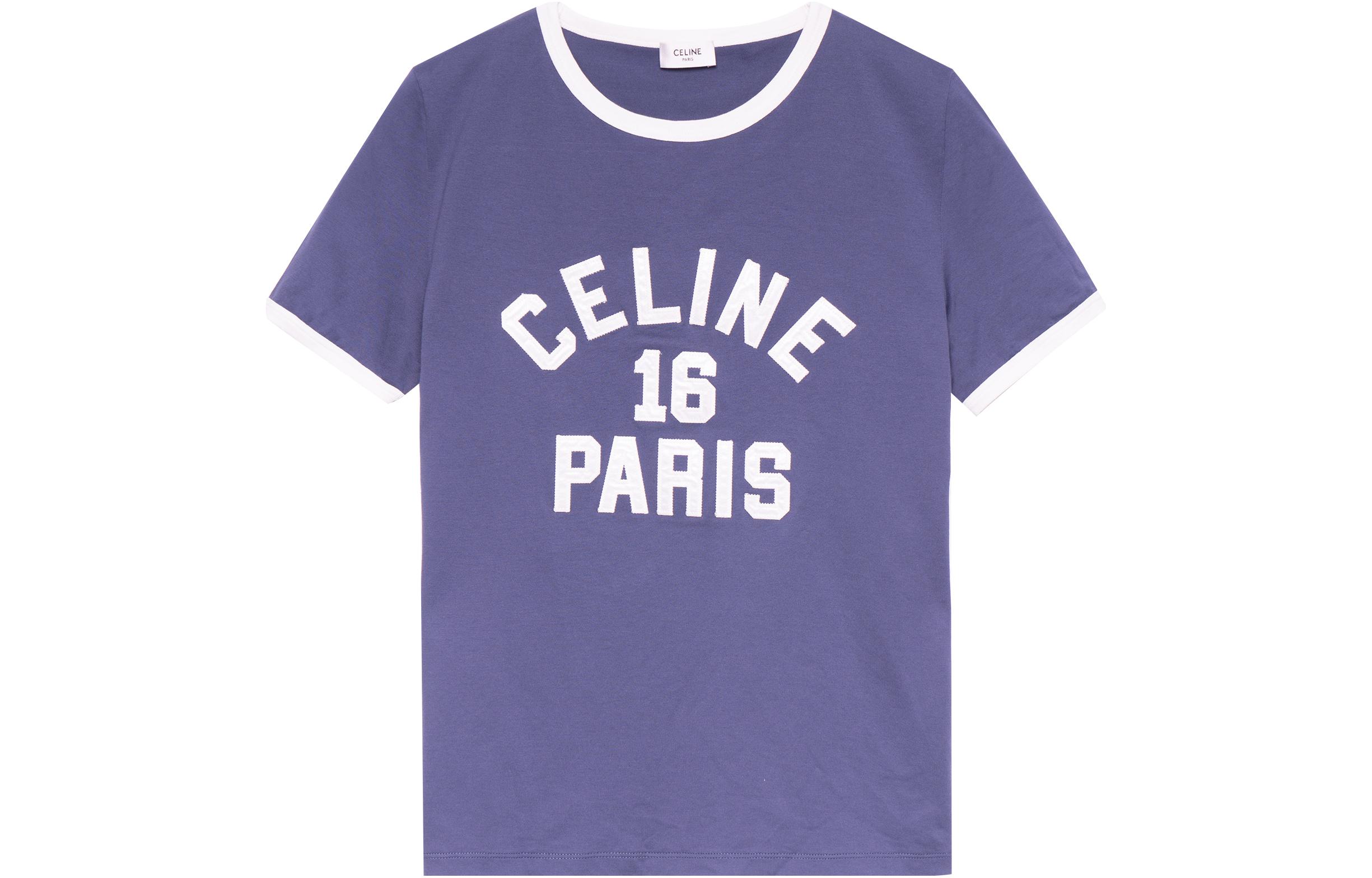 Buy (Women) CELINE SS23  Purple T-Shirt with Letter Logo Print. 2X13B671Q-07PX