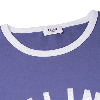 (Women) CELINE SS23 Purple T-Shirt with Letter Logo Print. 2X13B671Q-07PX 3