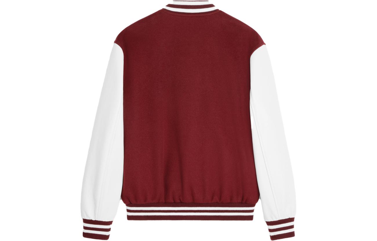 Lookbook (W) CELINE SS23 Jaket Baseball Patchwork Garis Merah Kancing Depan. 2V88O6700-18VI