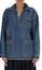 Shop (Women) CELINE SS23 Solid Color Denim Jacket with Buttoned Chest Pocket - Blue. 2T093182N-08PS