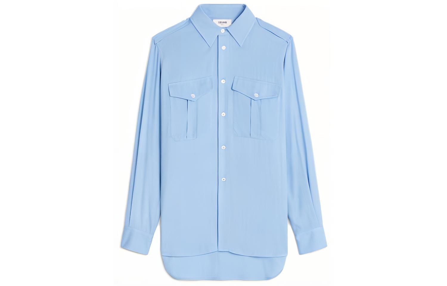 (Women) CELINE SS23  Solid Color Single-Breasted Shirt - Blue 2C702933K-05CE