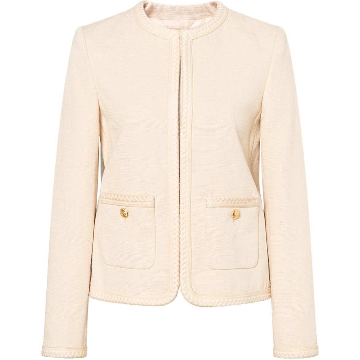 (Women) CELINE SS23  Solid Zip-Up Long Sleeve Jacket in Off-White. 2V19N052R-01VA