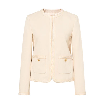 (Women) CELINE SS23 Solid Zip-Up Long Sleeve Jacket in Off-White. 2V19N052R-01VA