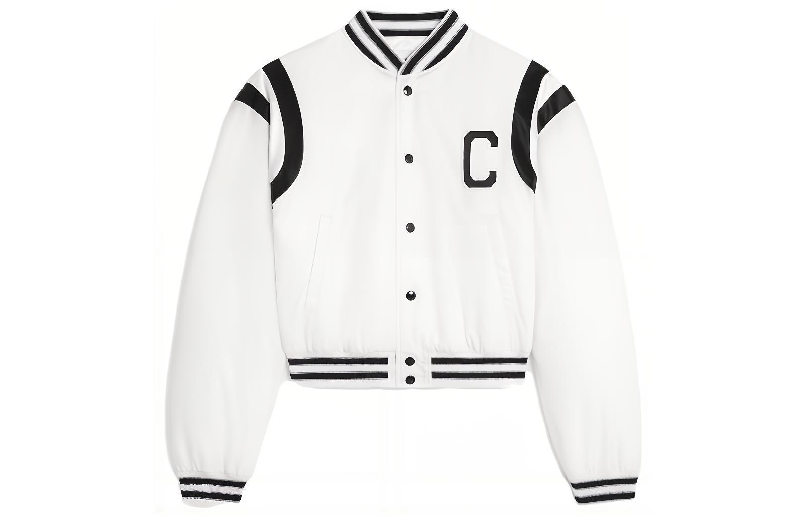 (Women) CELINE SS23  White Contrast Letter Patch Single-Breasted Jacket. 2W803227R-01OW