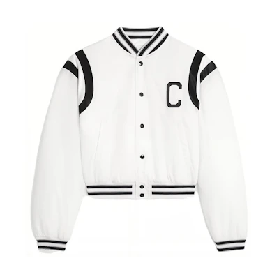 (Women) CELINE SS23 White Contrast Letter Patch Single-Breasted Jacket. 2W803227R-01OW
