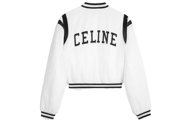 Lookbook (W) CELINE SS23 白色對比字母貼布單排扣外套。 2W803227R-01OW