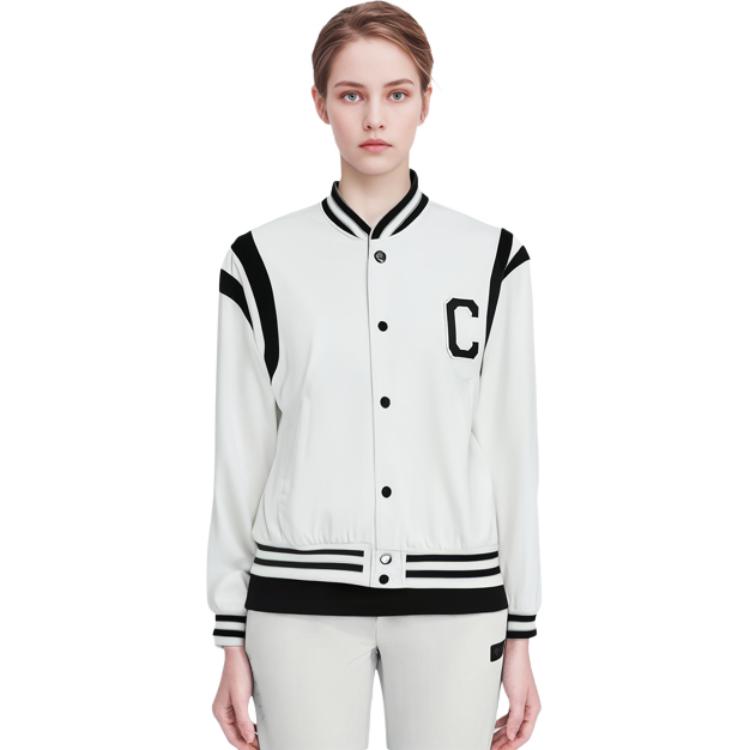 Shop (W) CELINE SS23 白色對比字母貼布單排扣外套。 2W803227R-01OW