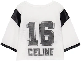 (Women) CELINE SS23 White Mesh Knit Monogram Print Crop T-Shirt. 2X94D785T-01OB (Women) CELINE SS23 White Mesh Knit Monogram Print Crop T-Shirt. 2X94D785T-01OB
