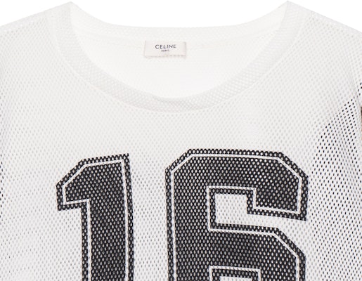 (W) CELINE SS23 白色網眼針織字母印花短版T恤 2X94D785T-01OB Shop (W) CELINE SS23 白色網眼針織字母印花短版T恤 2X94D785T-01OB