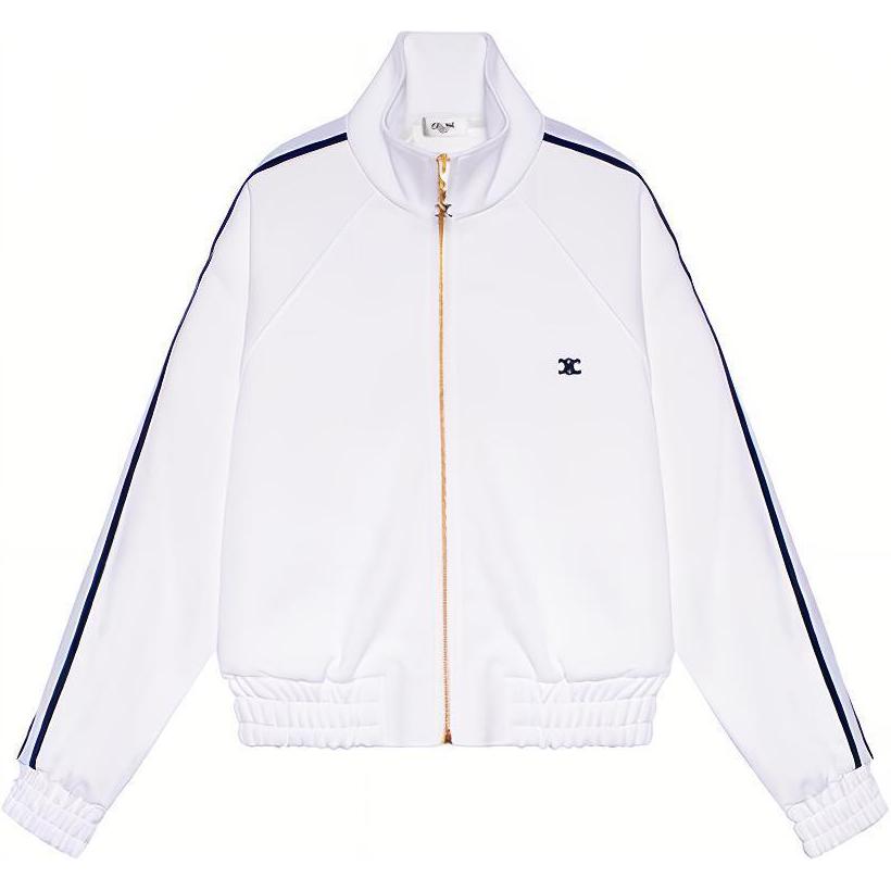 (Women) CELINE SS23  White Side Stripe Zip Jacket. 2Y48A225S-01MA