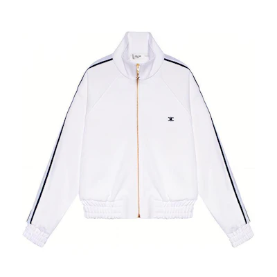 (Women) CELINE SS23 White Side Stripe Zip Jacket. 2Y48A225S-01MA