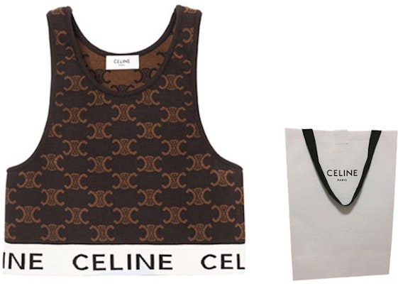 (Women) CELINE SS23 Brown Logo Knit Cropped Casual Tank Top for Women 2AF10916T-19BR Shop (Women) CELINE SS23 Brown Logo Knit Cropped Casual Tank Top for Women 2AF10916T-19BR