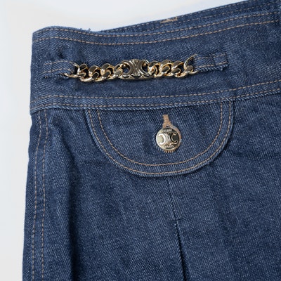 (Women) CELINE SS23 Chain Low-Waist Mini Casual Skirt Women Blue 2S294799U-07IN Purchase (Women) CELINE SS23 Chain Low-Waist Mini Casual Skirt Women Blue 2S294799U-07IN