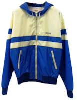 (Women) CELINE SS23 Colorblock Logo Hooded Drawstring Zip Jacket Women Blue 2W622495M-01TB (Women) CELINE SS23 Colorblock Logo Hooded Drawstring Zip Jacket Women Blue 2W622495M-01TB