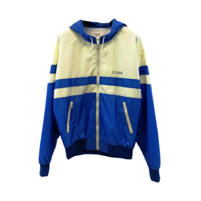 (Women) CELINE SS23 Colorblock Logo Hooded Drawstring Zip Jacket Women Blue 2W622495M-01TB