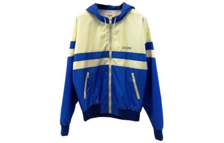 Order (W) CELINE SS23 Chaqueta con Capucha Azul Mujer Logo Bicolor Cremallera Cordón 2W622495M-01TB