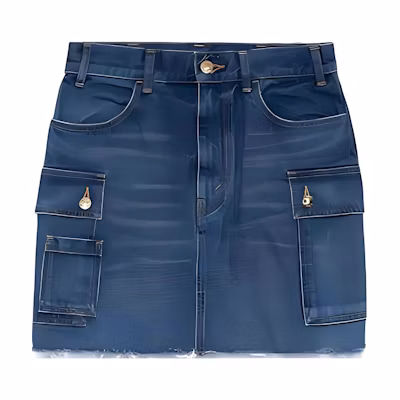 (Women) CELINE SS23 High-Waist Denim Mini Skirt Women - Denim Blue. 2S267365M-07DU