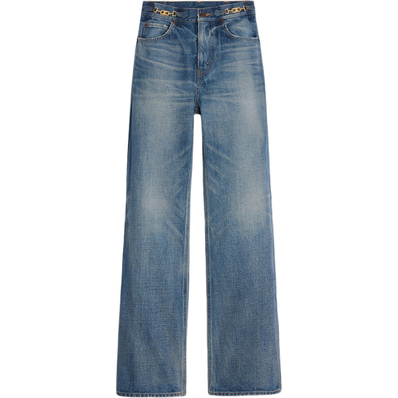(Women) CELINE SS23 High-Waisted Flared Denim Jeans Women Blue 2N860930F-07UW