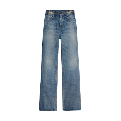 (Women) CELINE SS23 High-Waisted Flared Denim Jeans Women Blue 2N860930F-07UW