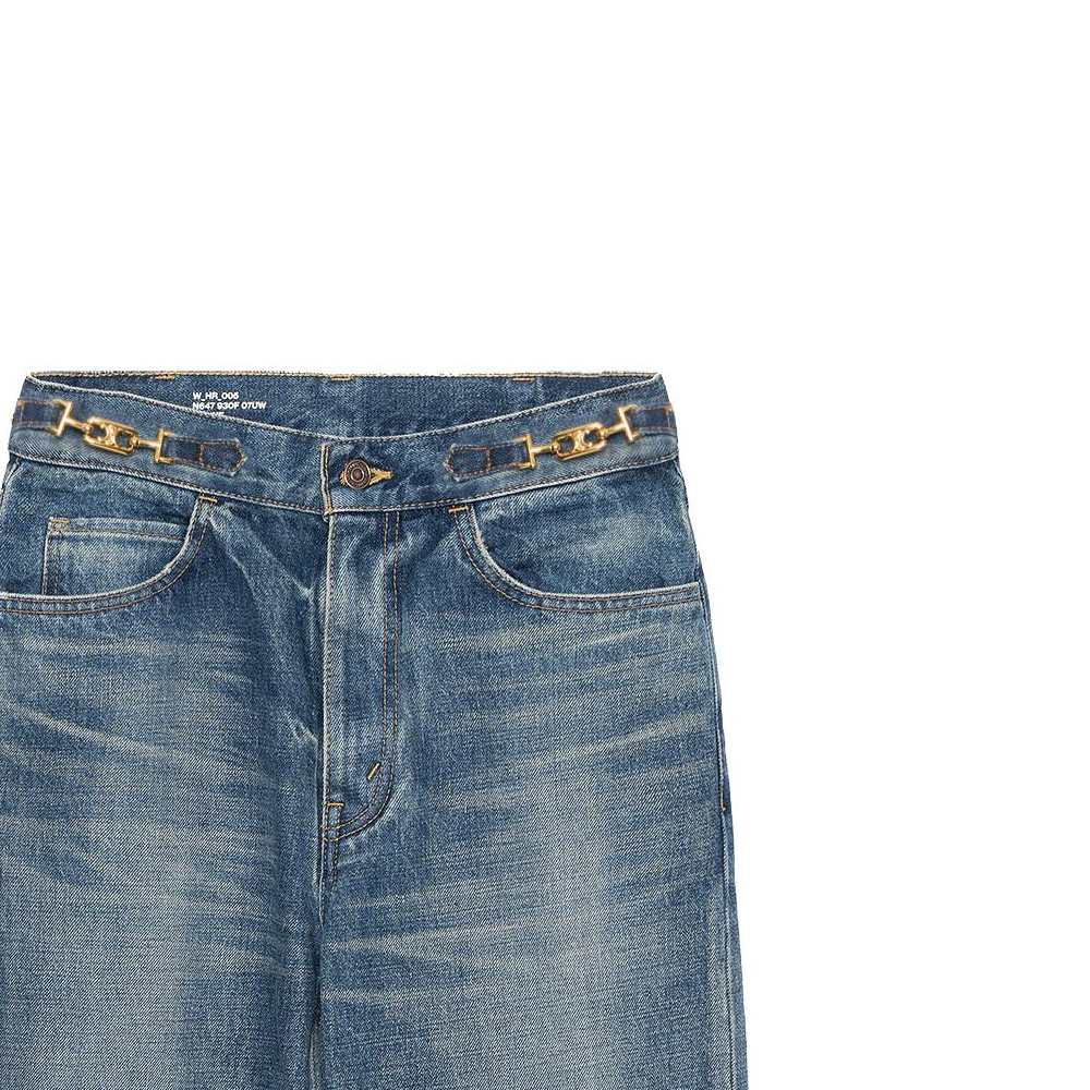 Sizing (W) CELINE SS23 Jeans Denim High-Waisted Flare Wanita Biru 2N860930F-07UW