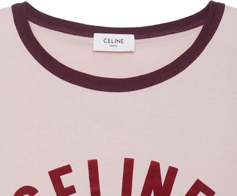 (W) Celine Camiseta Rosa Algodón Logo París SS23 Manga Corta Cuello Redondo. 2X855671Q-24PN 1