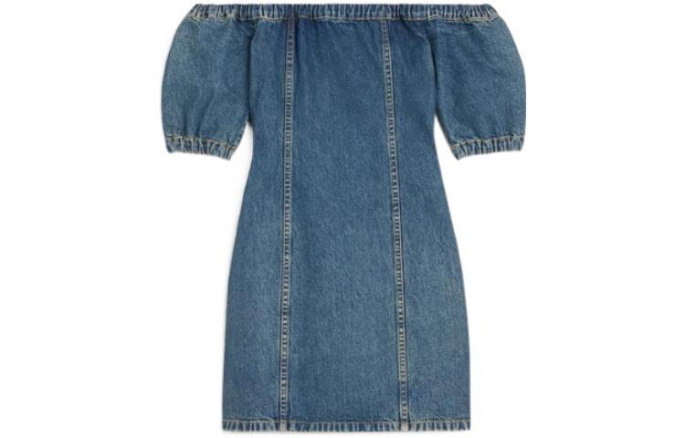 Lookbook (W) CELINE SS23 Gaun Denim Off-Shoulder Kancing Biru Wanita. 2U119459N-07UO