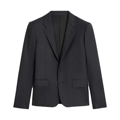 (Women) CELINE SS23 Striped Single-Breasted Long Sleeve Blazer Navy Blue for Women. 2V132686O-07CG