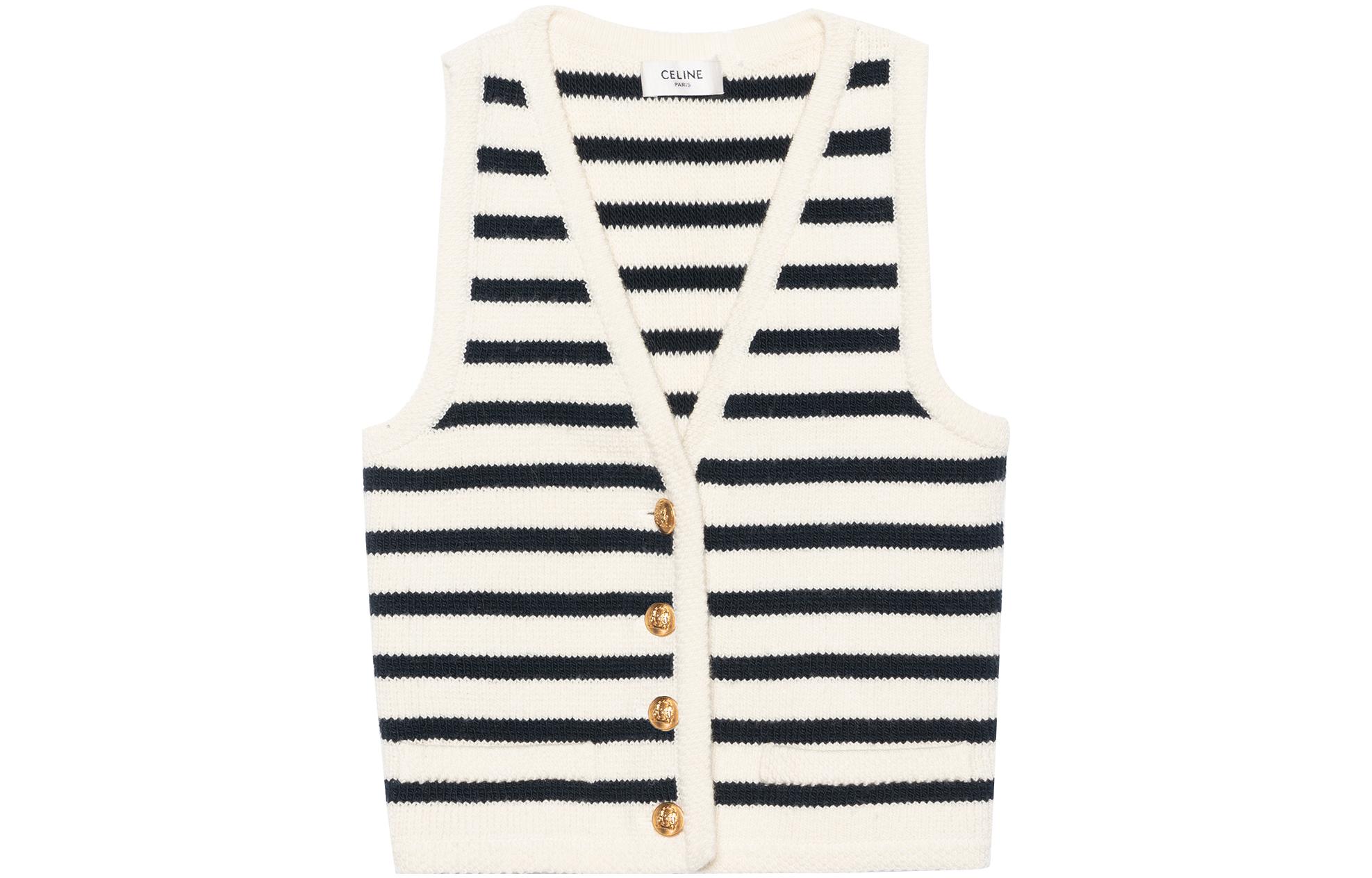 Order (W) CELINE SS23 女士V领直筒条纹背心 奶油色. 2AJ72570P-01CB