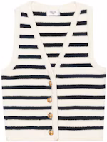 Order (Women) CELINE SS23 Striped V-Neck Straight-Cut Vest Women’s Cream Color. 2AJ72570P-01CB