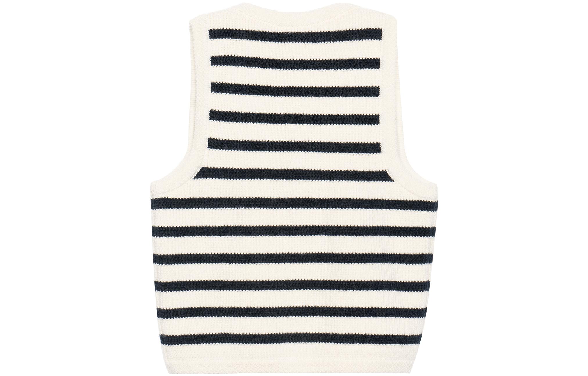 Lookbook (W) CELINE SS23 女士V领直筒条纹背心 奶油色. 2AJ72570P-01CB