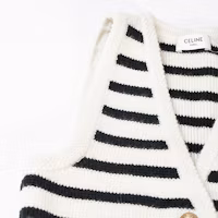 Shop (Women) CELINE SS23 Striped V-Neck Straight-Cut Vest Women’s Cream Color. 2AJ72570P-01CB