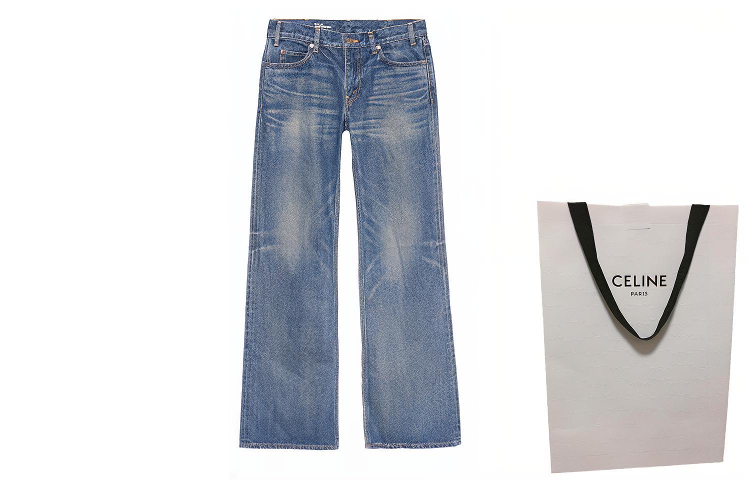 Shop (W) CELINE SS23 Seluar Jeans Flared Rendah Wanita Biru 2N693365M-07DU