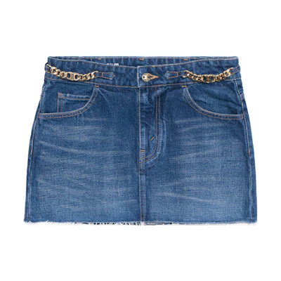 (Women) CELINE SS23 Washed Mid-Rise Mini Casual Skirt Blue. 2S299107P-08DL