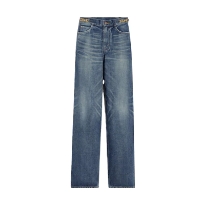 (Women) CELINE SS23 Washed Vintage Straight Pocket Jeans Women Blue. 2N923365M-07DU