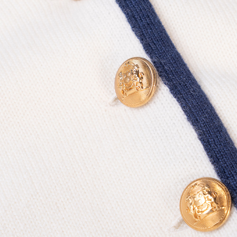 Details for (W) 셀린느 SS23 여성 스트라이프 트림 니트 버튼업 가디건 베이지 2AJ47317V-01MA