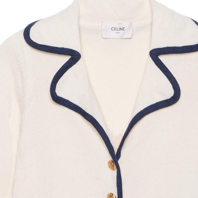 (W) 셀린느 SS23 여성 스트라이프 트림 니트 버튼업 가디건 베이지 2AJ47317V-01MA Sizing (W) 셀린느 SS23 여성 스트라이프 트림 니트 버튼업 가디건 베이지 2AJ47317V-01MA