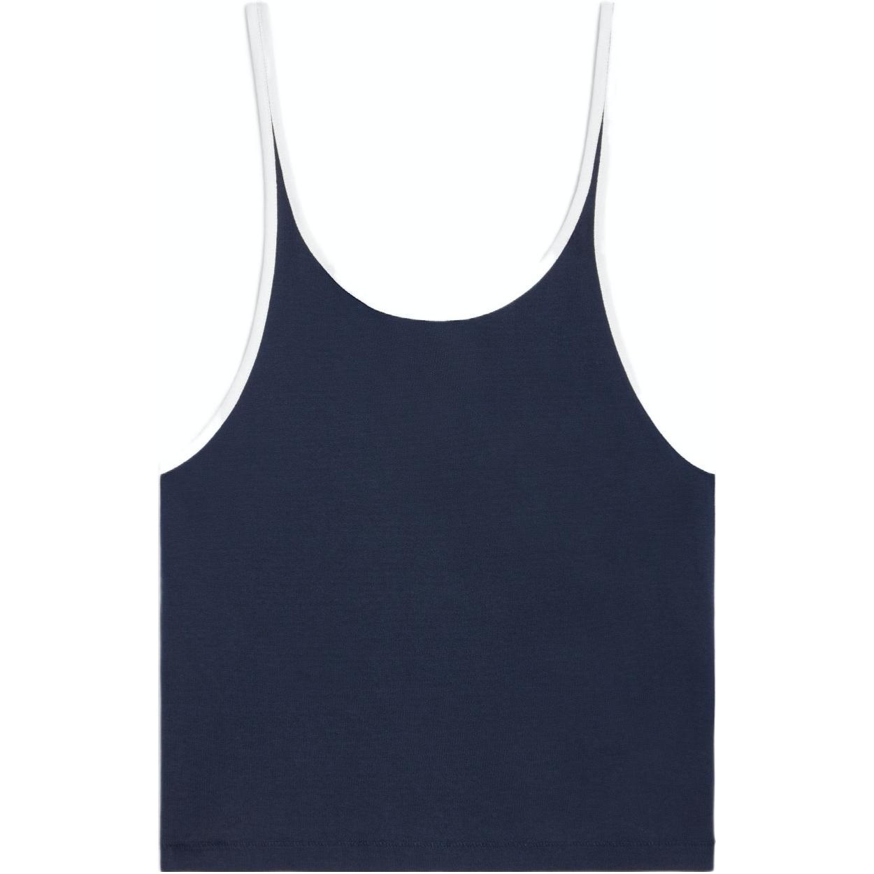 Lookbook (Women) CELINE SS24  Blue Colorblock Logo Print Sleeveless Top. 2X73J507Z-07OW