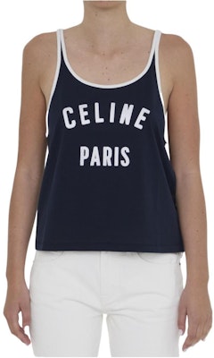 (Women) CELINE SS24 Blue Colorblock Logo Print Sleeveless Top. 2X73J507Z-07OW Shop (Women) CELINE SS24 Blue Colorblock Logo Print Sleeveless Top. 2X73J507Z-07OW