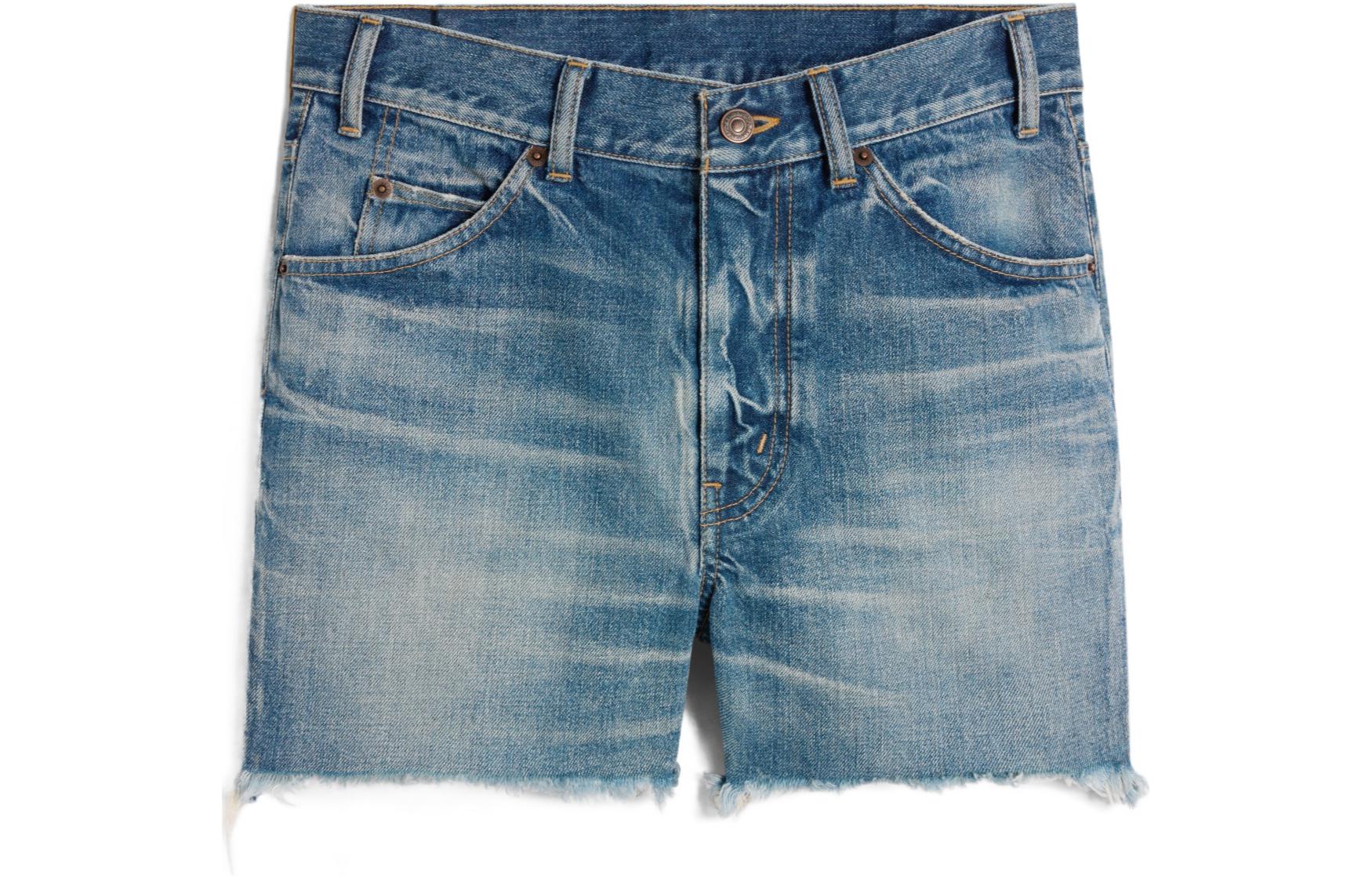 Order (W) 赛琳 SS24 蓝色毛边下摆拉链口袋牛仔短裤 2N72A519X-08EL