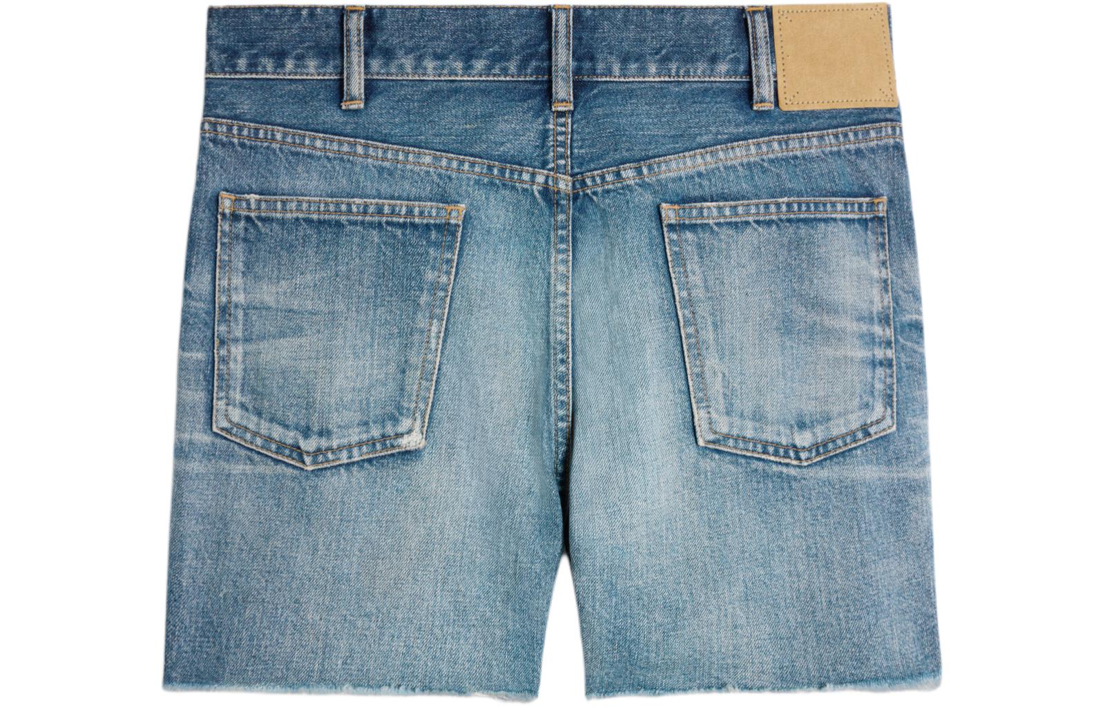 Lookbook (W) 赛琳 SS24 蓝色毛边下摆拉链口袋牛仔短裤 2N72A519X-08EL