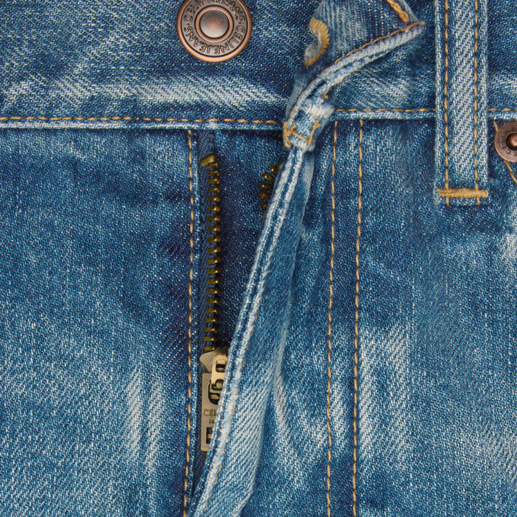 Shop (W) 赛琳 SS24 蓝色毛边下摆拉链口袋牛仔短裤 2N72A519X-08EL