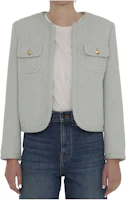 (Women) CELINE SS24 Blue Solid Color Round Neck Casual Long Sleeve Jacket 2V55Q435T-30SA (Women) CELINE SS24 Blue Solid Color Round Neck Casual Long Sleeve Jacket 2V55Q435T-30SA