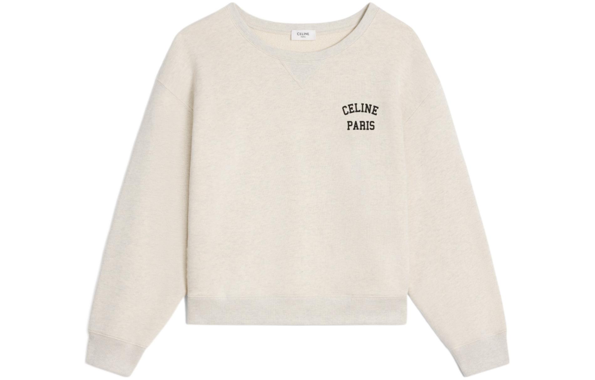 (Women) CELINE SS24  Cream Letter Logo Print Crewneck Sweatshirt. 2Y31F765N-01CB