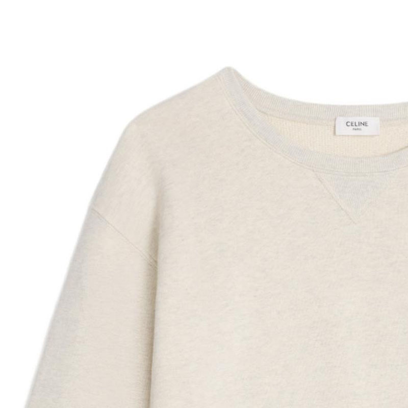 Shop (W) 셀린느 SS24 크림 로고 프린트 크루넥 스웻셔츠. 2Y31F765N-01CB