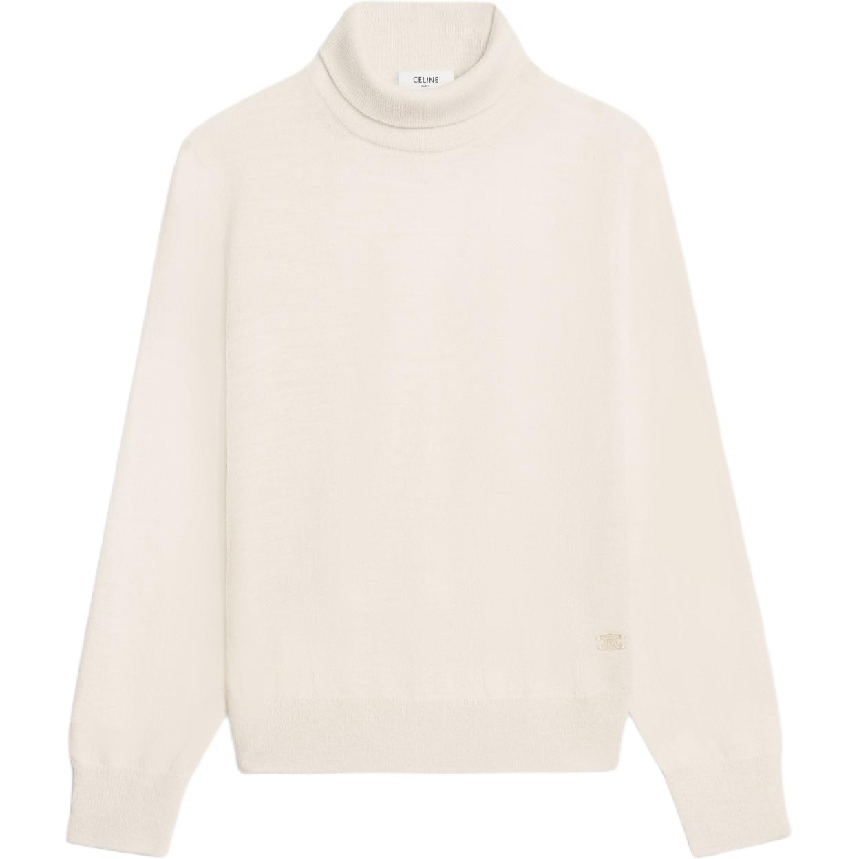 (Women) CELINE SS24  High Neck Logo Embroidered Sweater Off-White. 2ADRI862Z-01OW