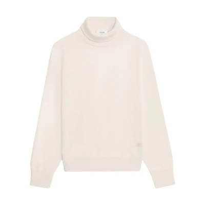 (Women) CELINE SS24 High Neck Logo Embroidered Sweater Off-White. 2ADRI862Z-01OW