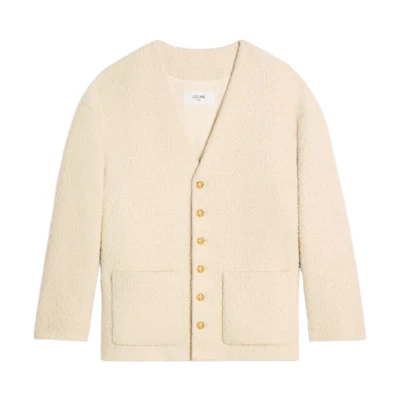 (Women) CELINE SS24 Ivory V-Neck Button Long Sleeve Jacket Coat. 2V39J593V-97IV