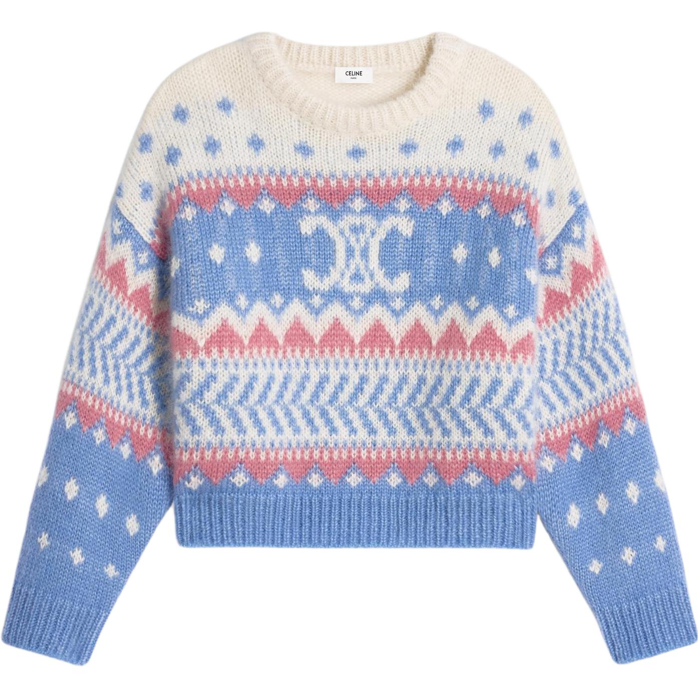 (Women) CELINE SS24  Loose-Fit Letter Knit Sweater - Multicolor. 2AE0K804X-05LB