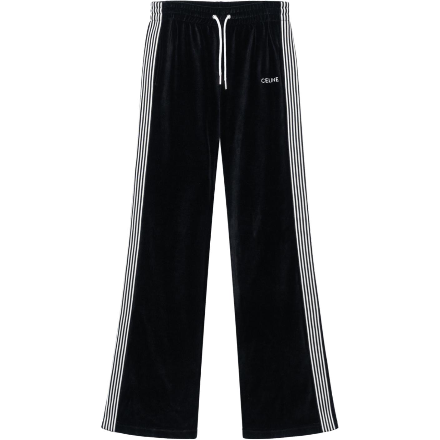 (Women) CELINE SS24  Low-Waist Striped Logo Drawstring Pants Black 2Z670748Q-38AW